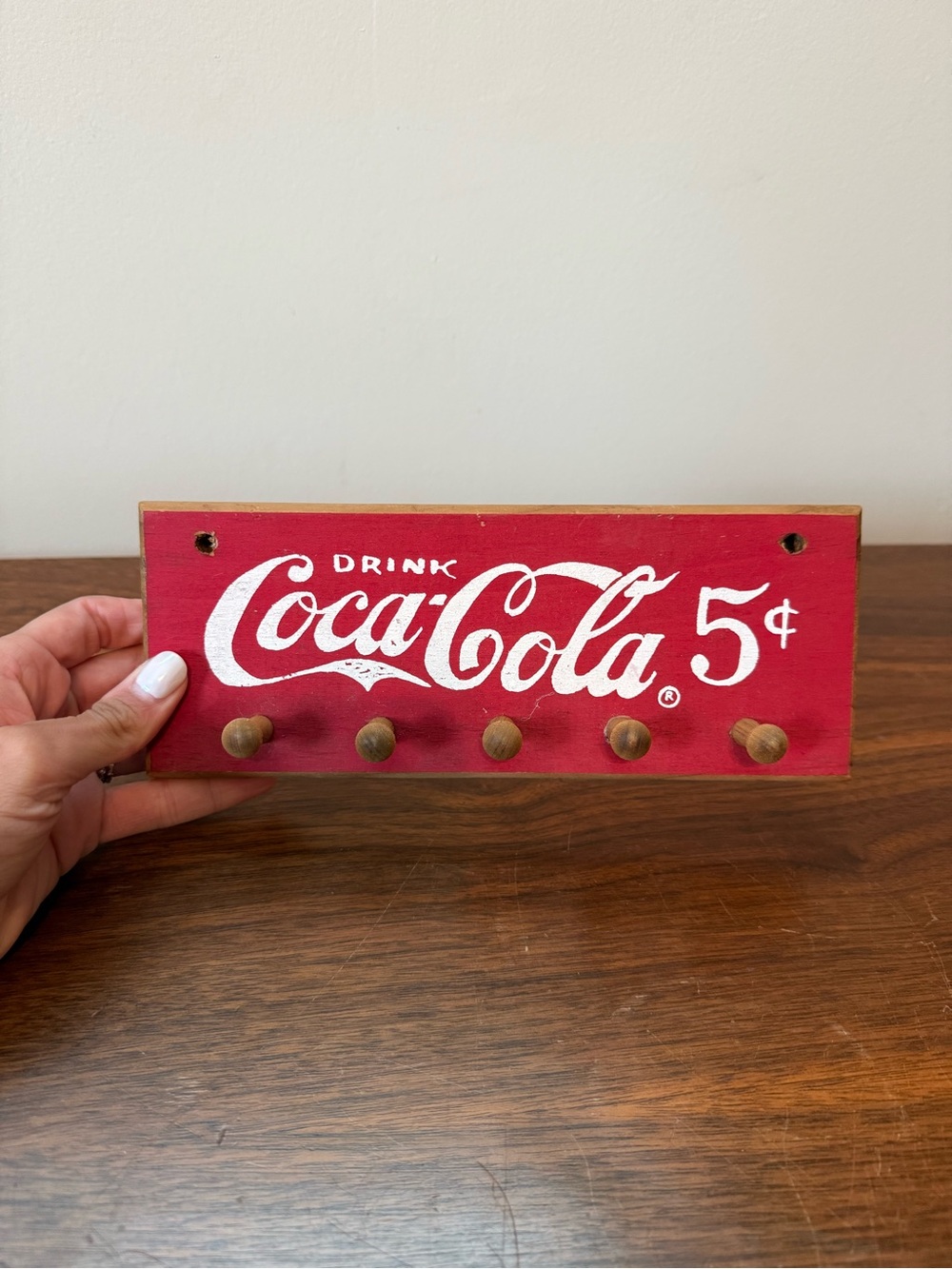 Coca Cola Red 5¢ Wall Hook Rack